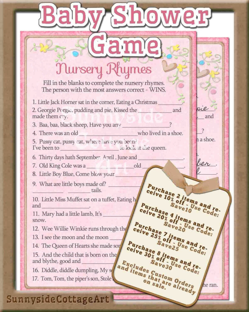 Free Printable Baby Shower Nursery Rhyme Games With Answer Key