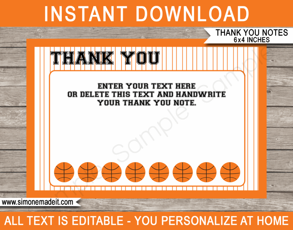 Free Printable Basketball Thank You Cards Printable Templates
