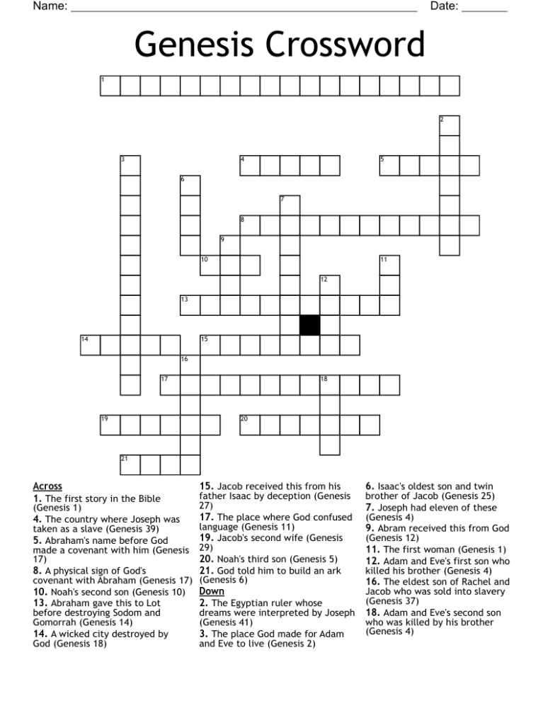 Free Printable Bible Crossword Puzzles With Answers Pdf Printable 