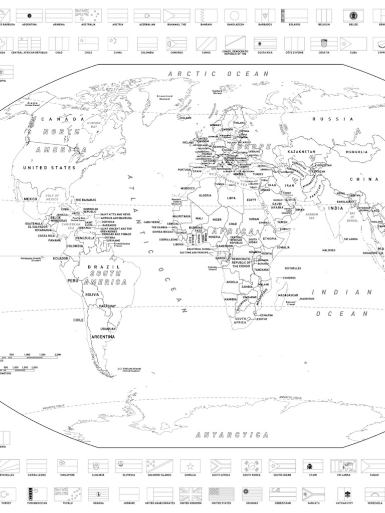 Free Printable Black And White World Map With Countries Labeled Price 