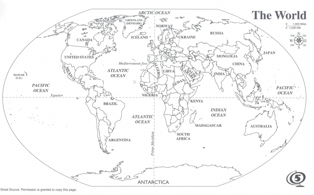 Free Printable Black And White World Map With Countries Labeled 