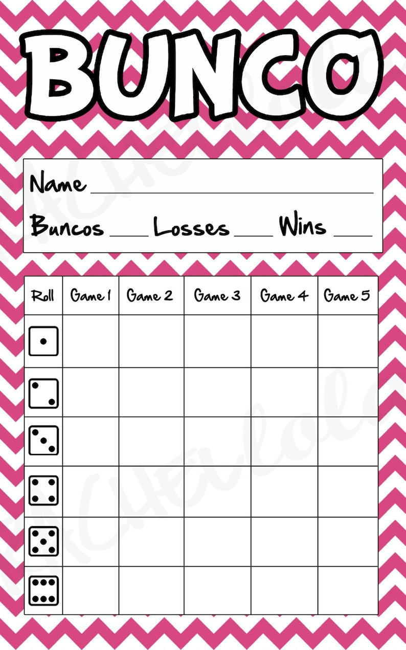 Free Printable Bunco Score Cards