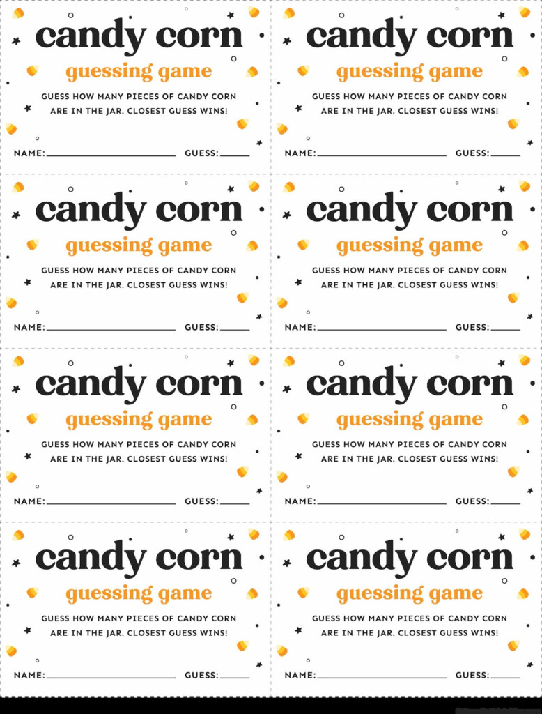 Free Printable Candy Corn Guessing Game Cards Favorite Printables