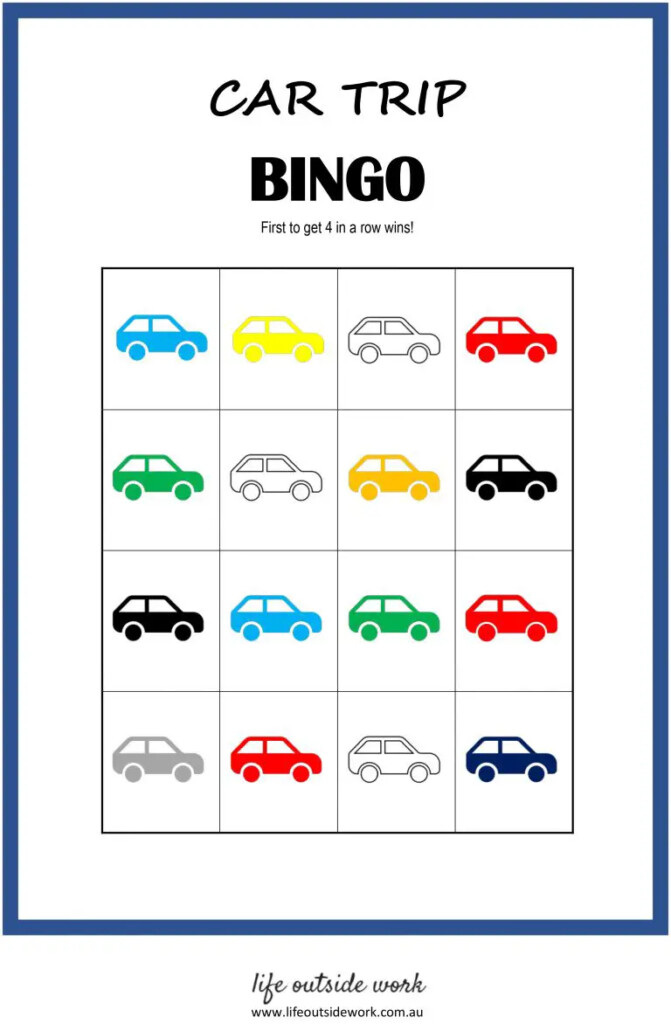 Free Printable Car Bingo