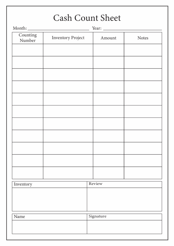 Free Printable Cash Count Sheet Free Templates Printable