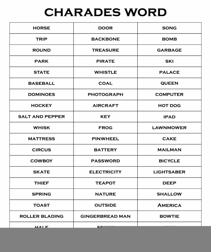 Free Printable Charades Cards FREE Printable A Z