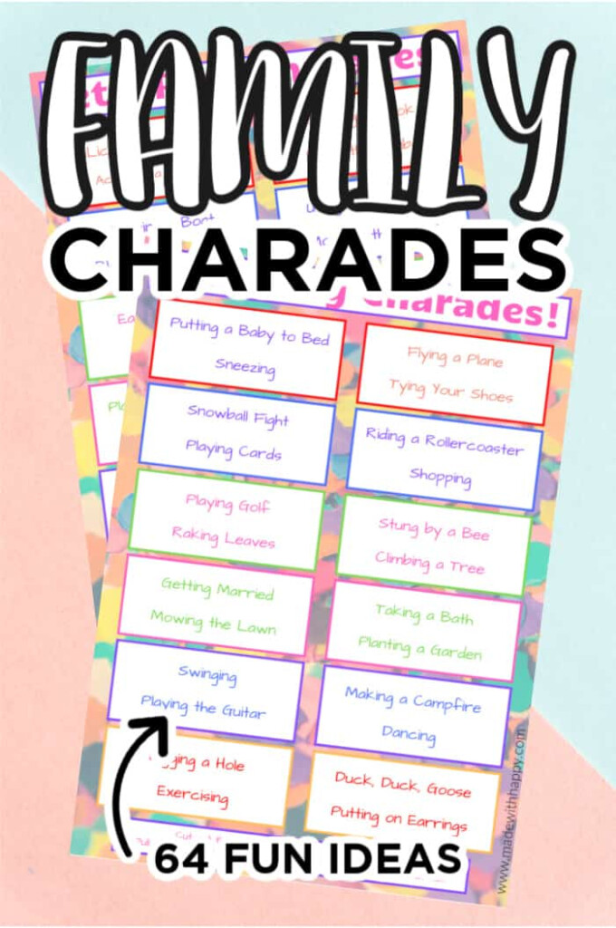 Free Printable Charades Cards With Pictures