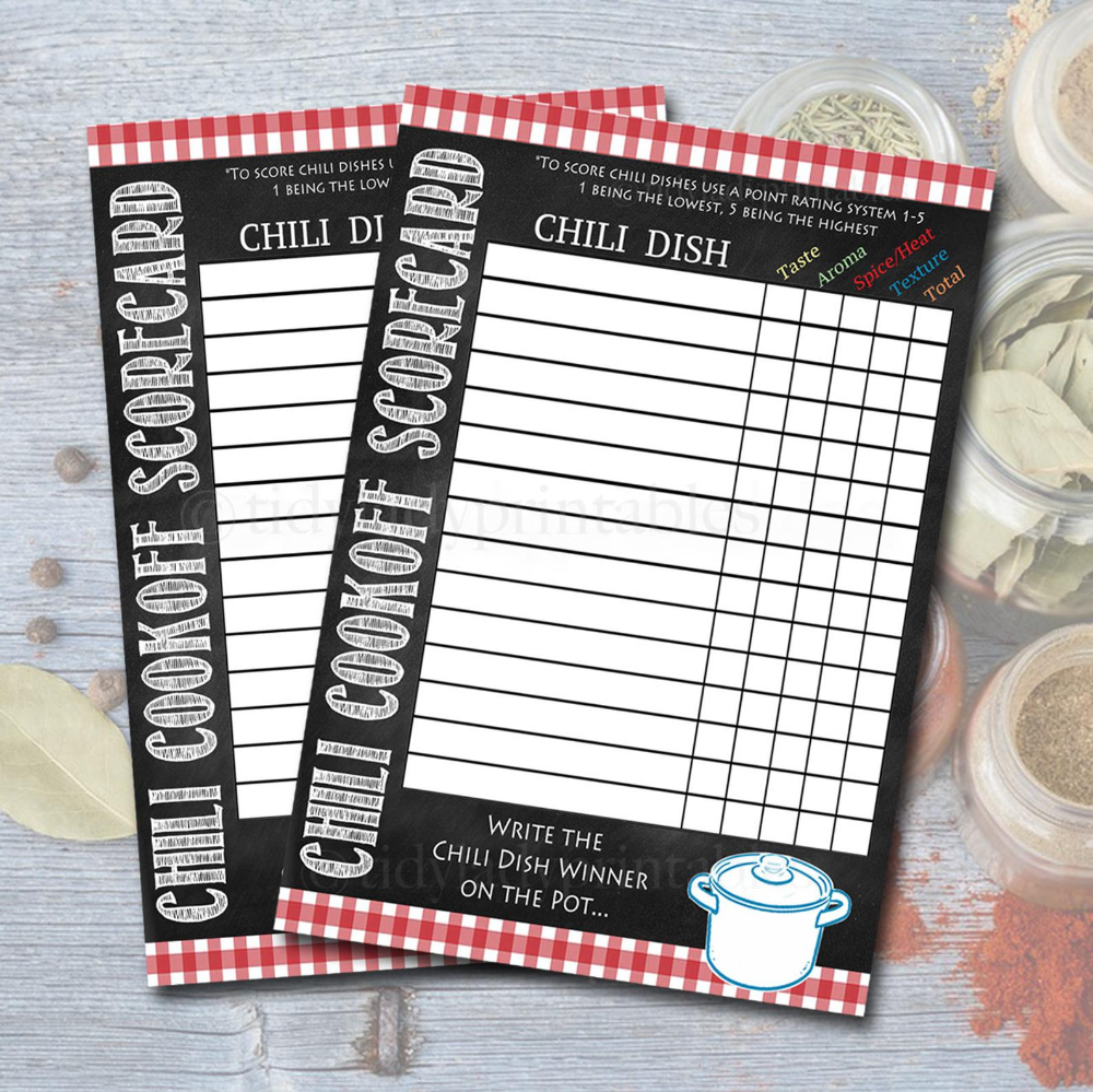 Free Printable Chili Cook Off Scorecards Printable And Enjoyable Learning