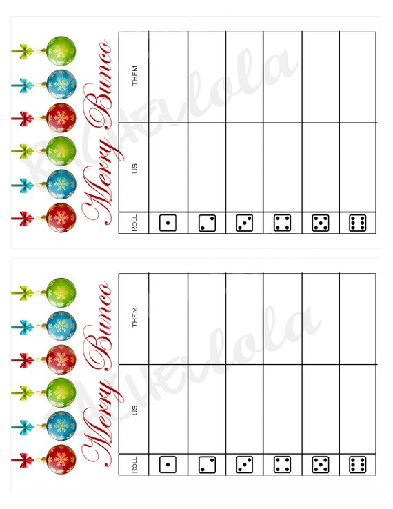 Free Printable Christmas Bunco Score Sheets Printable And Enjoyable 