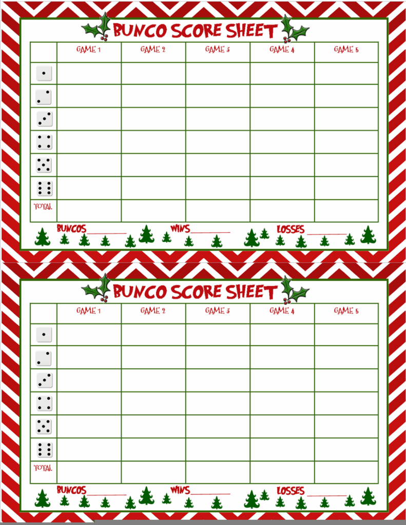Free Printable Christmas Bunco Score Sheets Printable Online