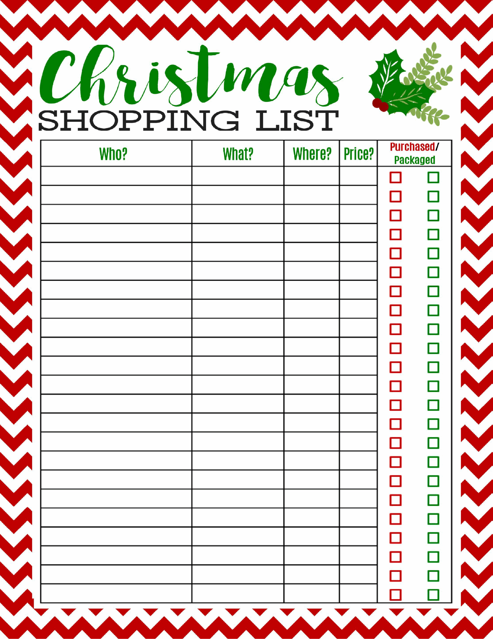 Free Printable Christmas Gift List Organizer Printable Templates