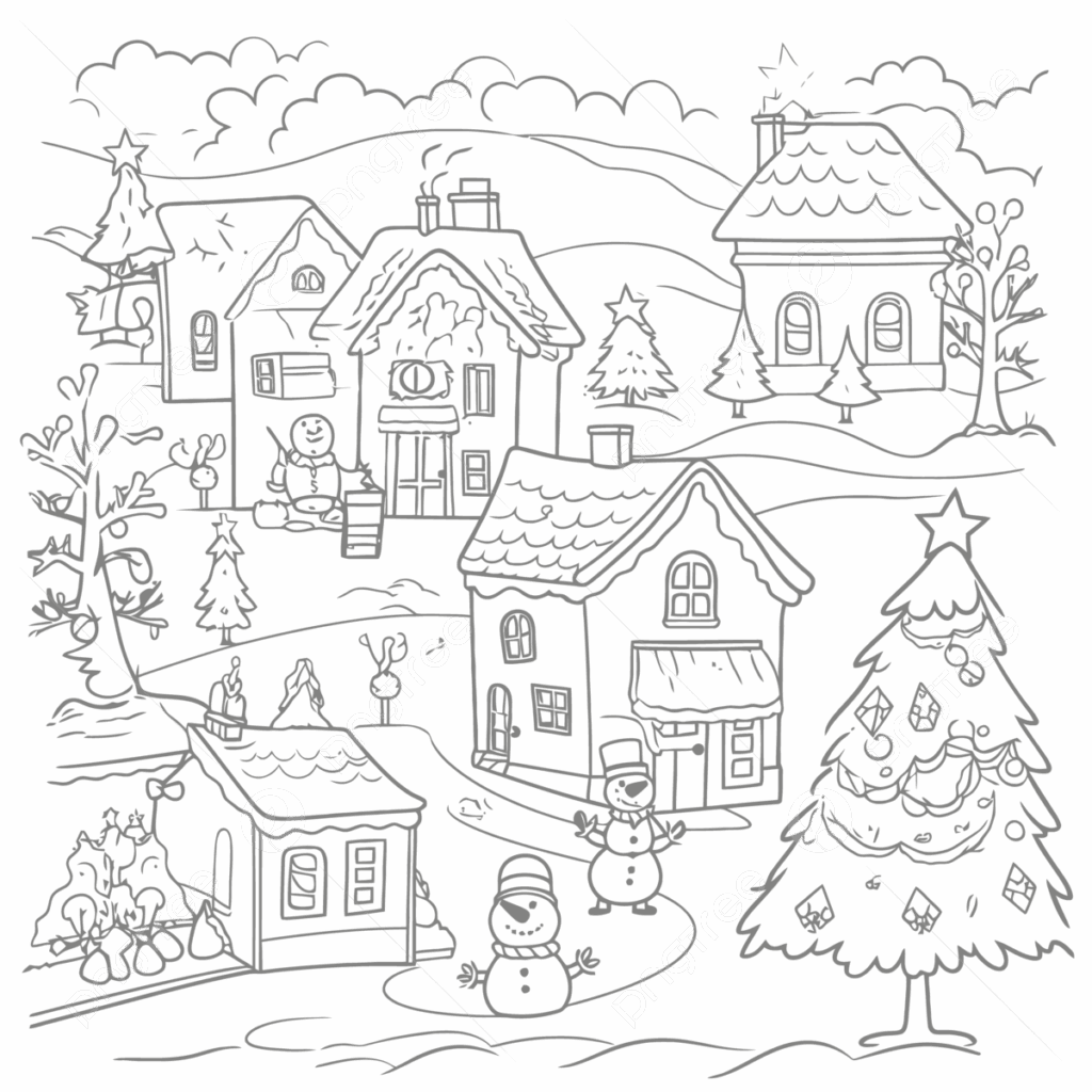 Free Printable Christmas Village Coloring Pages Printable Coloring 