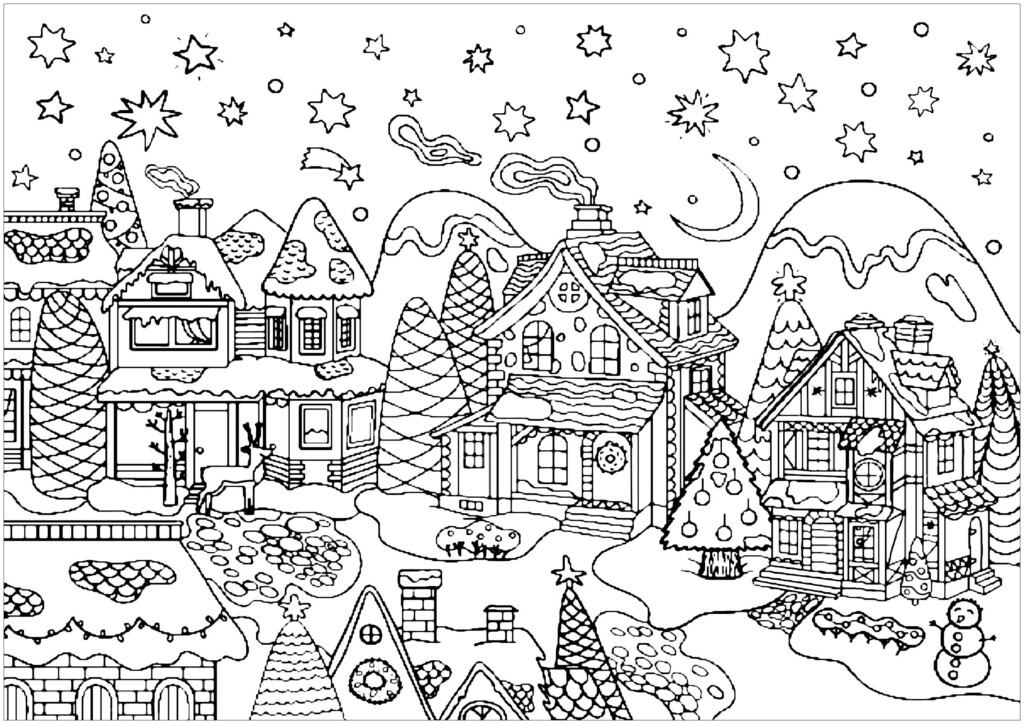 Free Printable Christmas Village Coloring Pages Printable Templates