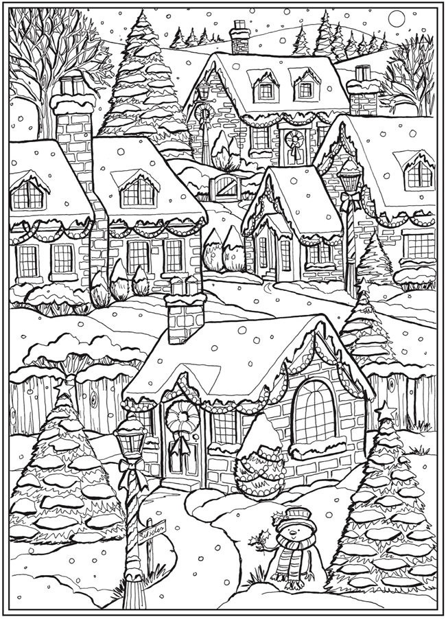 Free Printable Christmas Village Coloring Pages Printable Templates