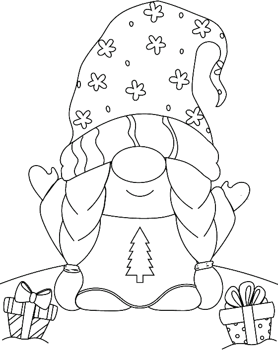 Free Printable Cute Christmas Gnome Coloring Pages