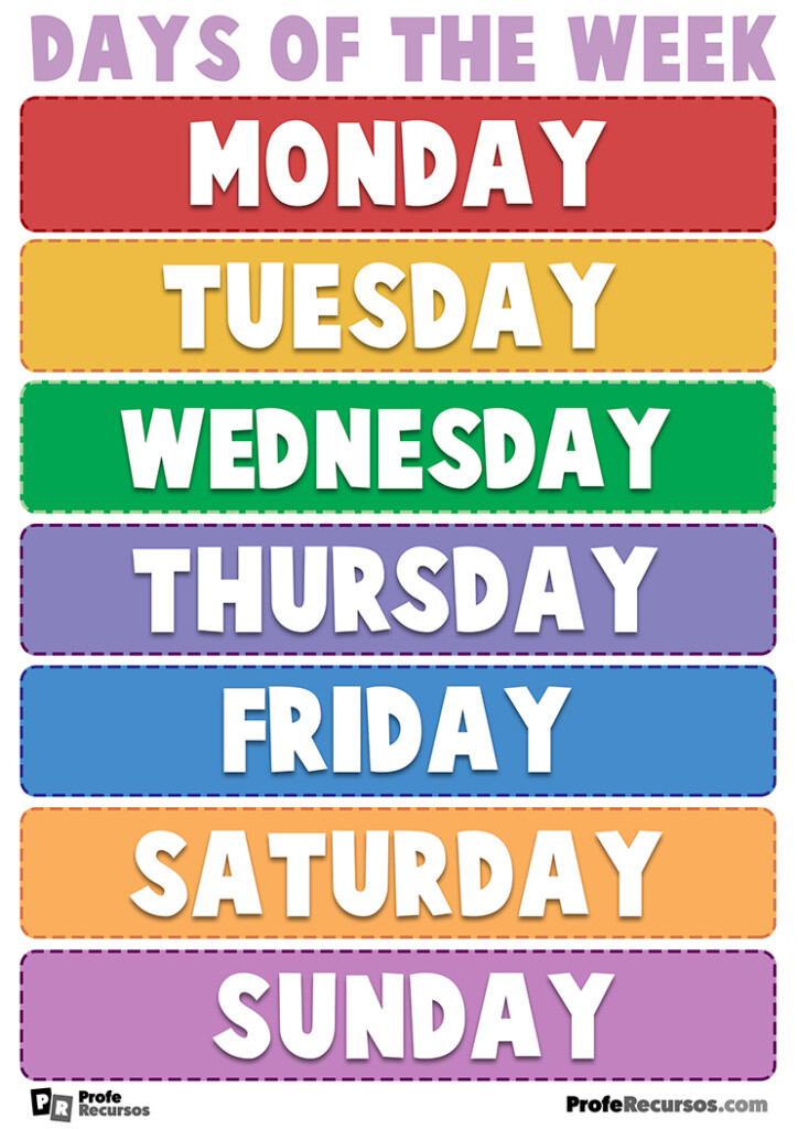 Free Printable Days Of The Week Poster