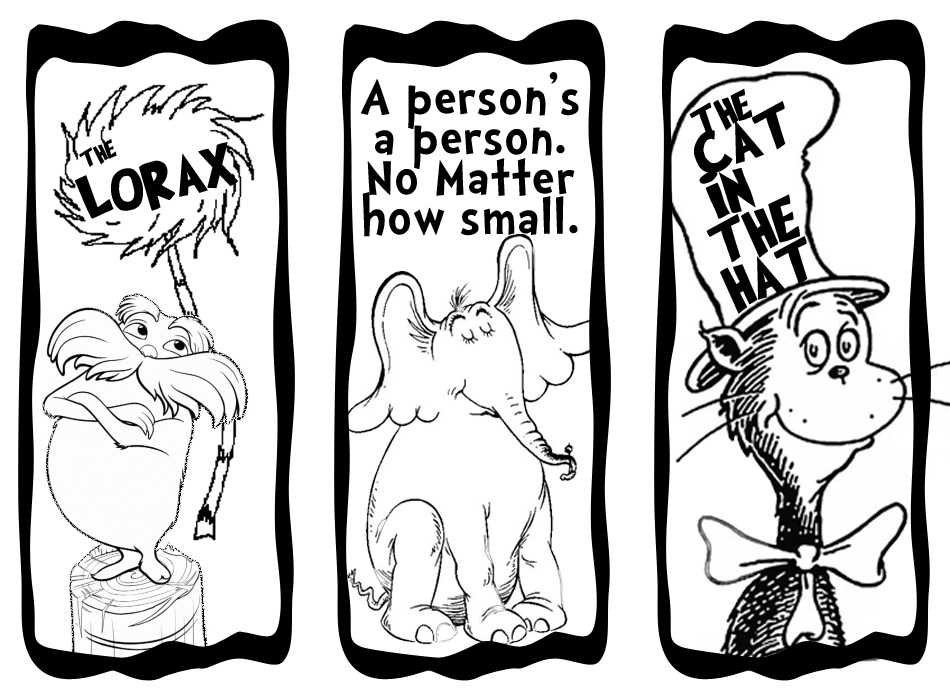 Free Printable Dr Seuss Bookmarks To Color Printable Word Searches