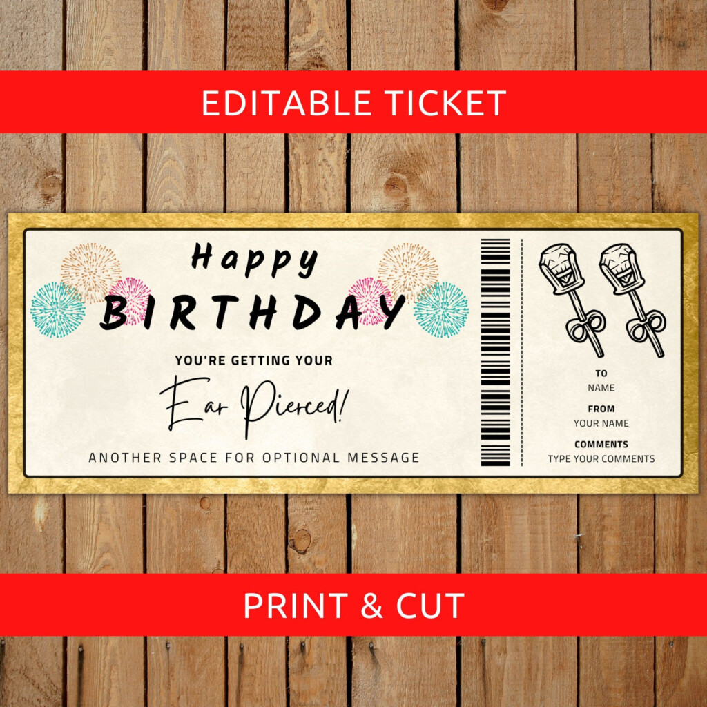 Free Printable Ear Piercing Gift Certificate