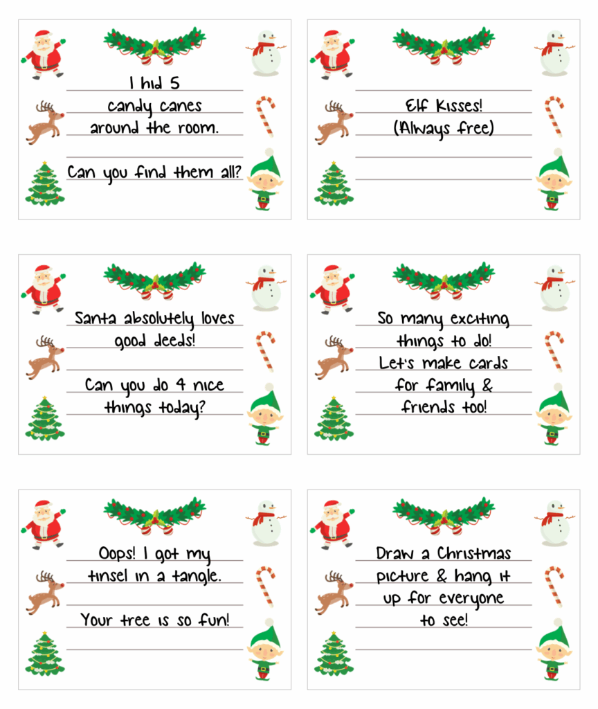 Free Printable Elf On The Shelf Notes