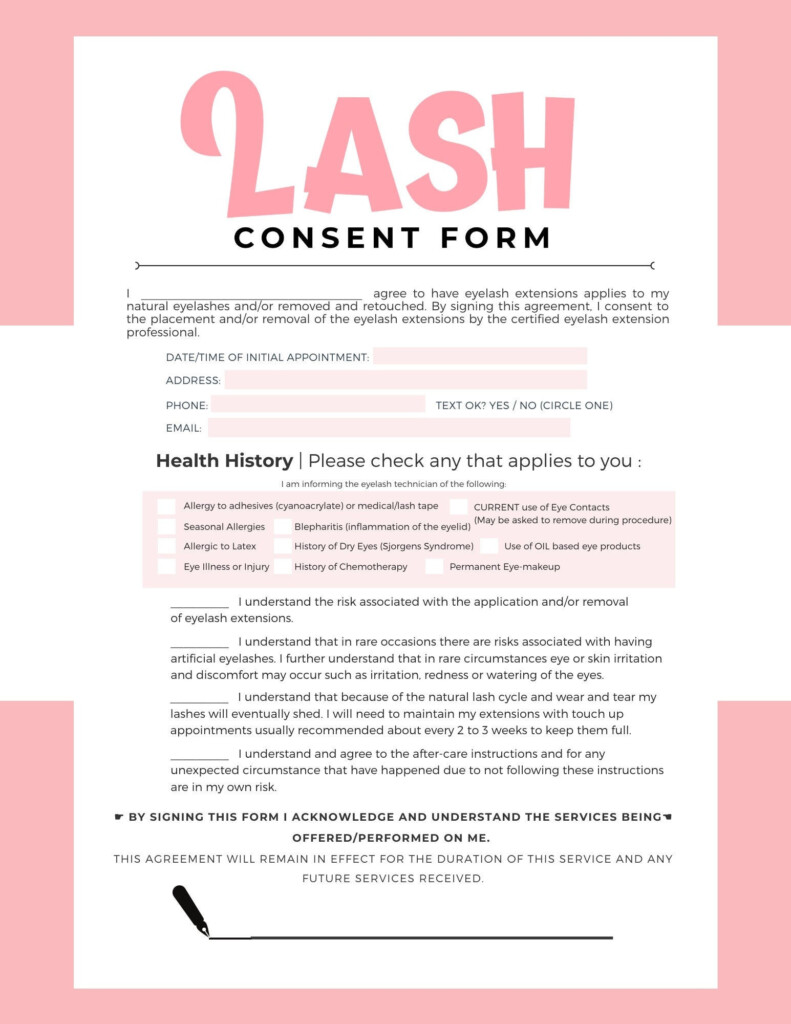 Free Printable Eyelash Extension Consent Form Printable Forms Free Online