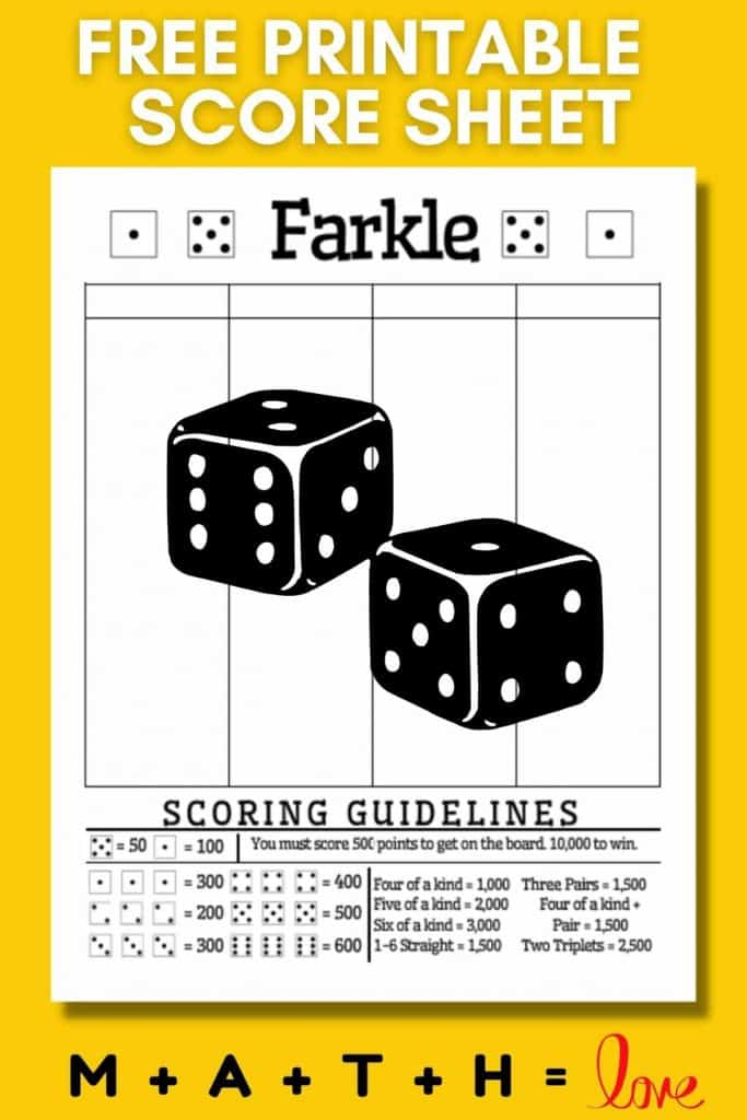 Free Printable Farkle Score Sheets