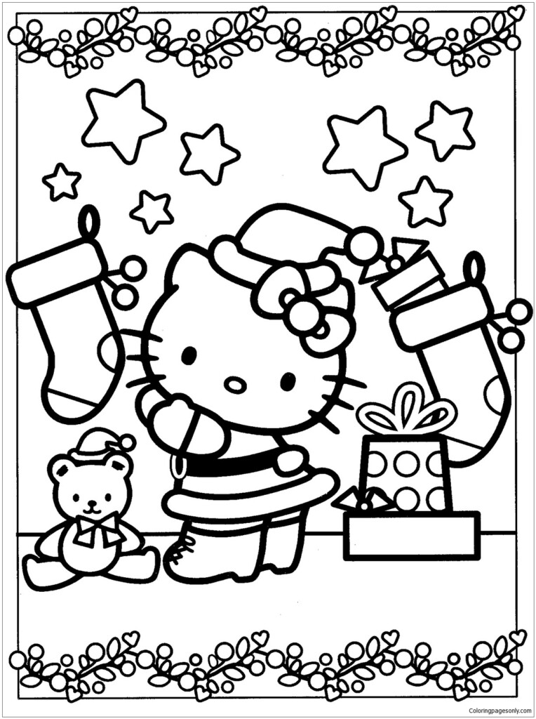 Free Printable Hello Kitty Christmas Coloring Pages Printable Templates