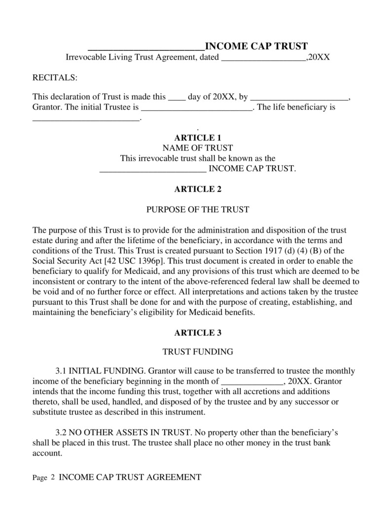 Free Printable Irrevocable Trust Form