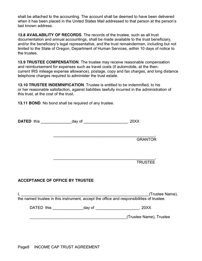 Free Printable Irrevocable Trust Form
