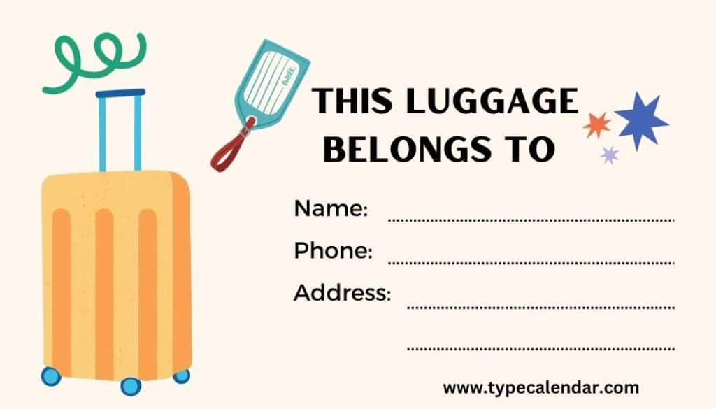 Free Printable Luggage Tag Templates PDF Word 