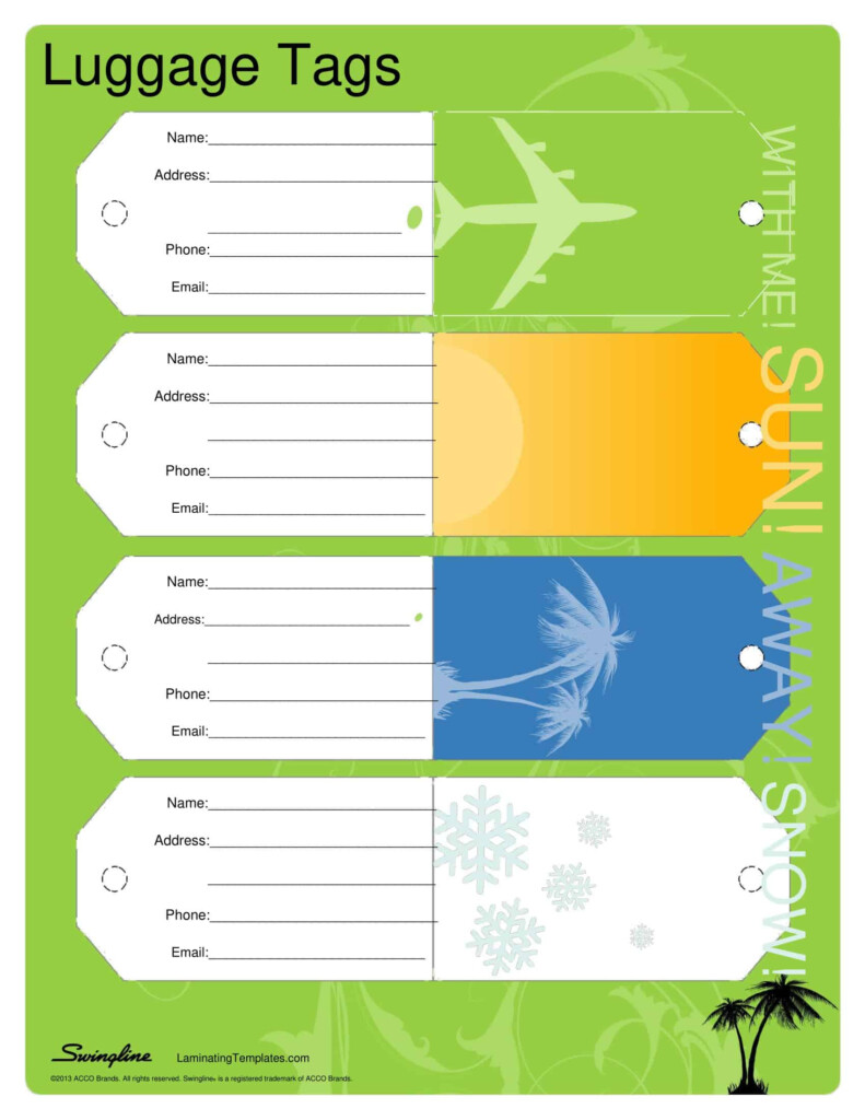 Free Printable Luggage Tag Templates PDF Word 
