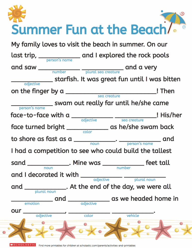 Free Printable Mad Libs Online