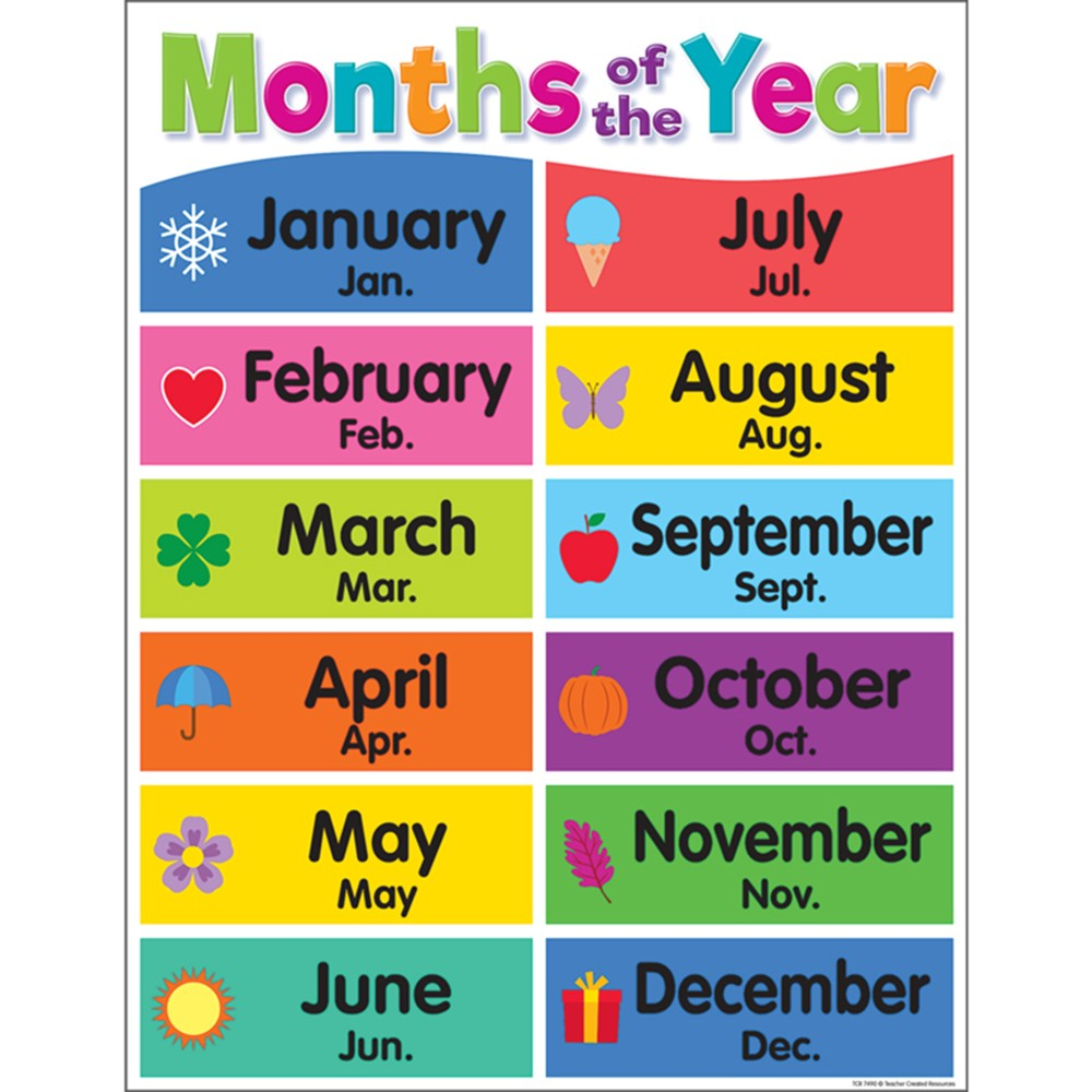 Free Printable Months Of The Year Chart