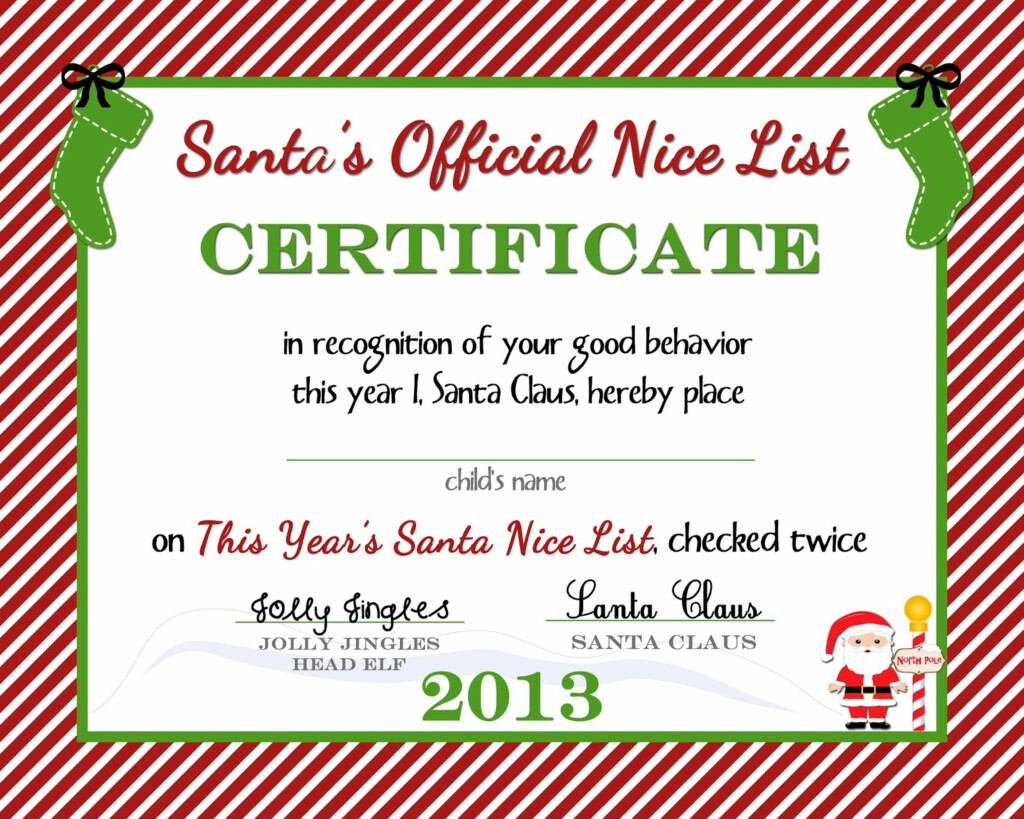 Free Printable Nice List Certificate Template