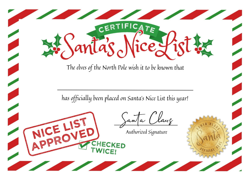 Free Printable Nice List Certificate Template Printable Templates Free