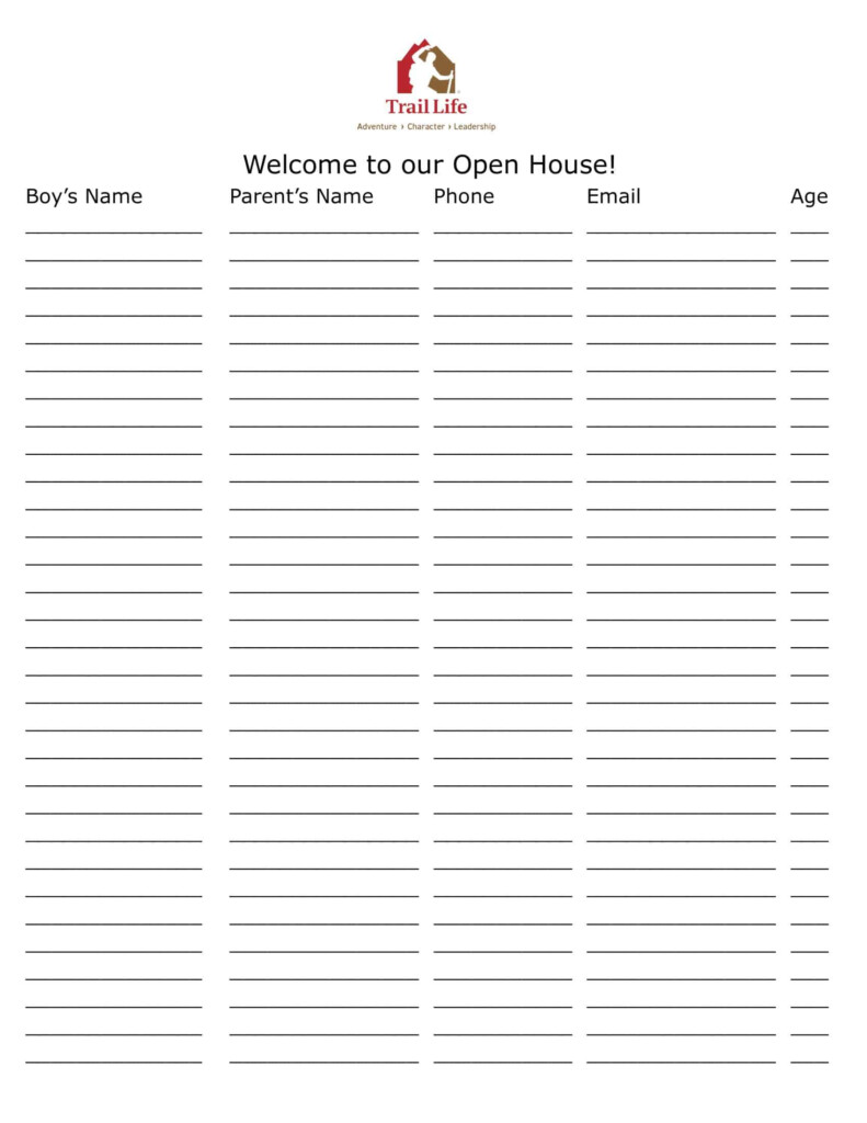 Free Printable Open House Sign In Sheet Templates Word PDF 