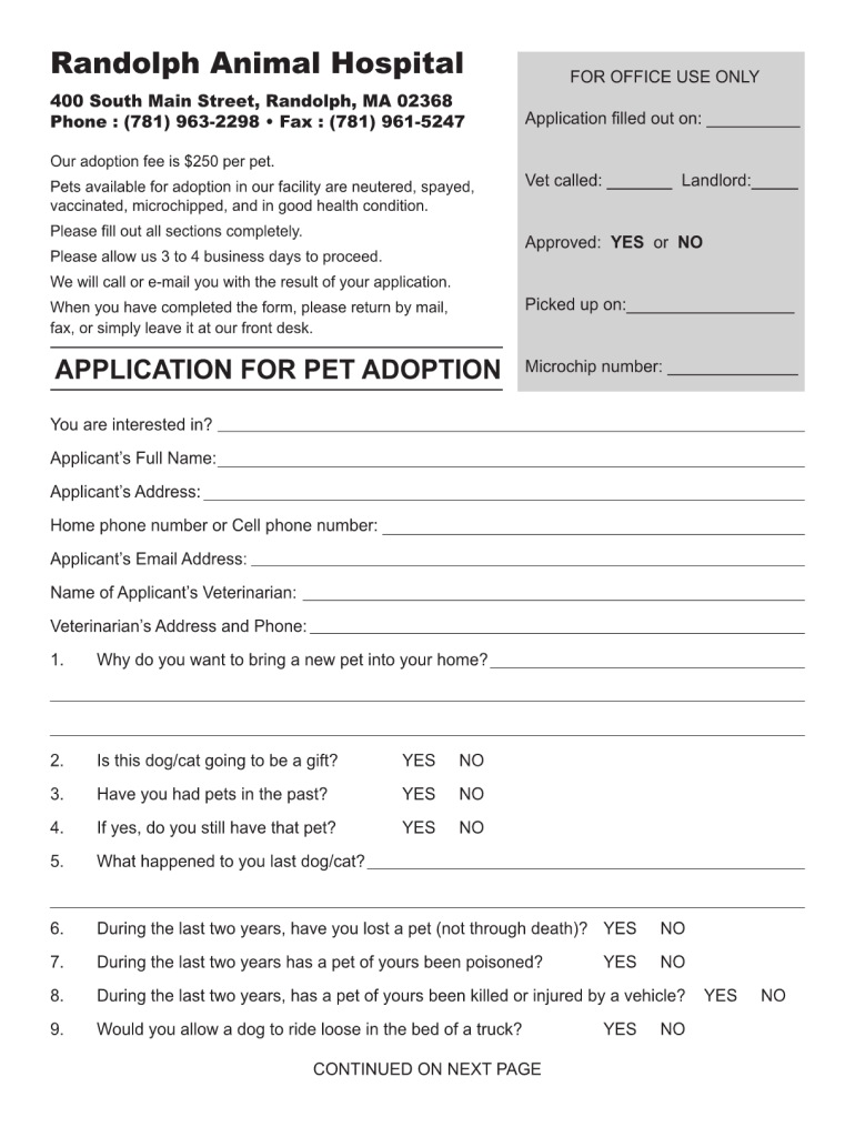 Free Printable Pet Adoption Forms Printable Forms Free Online