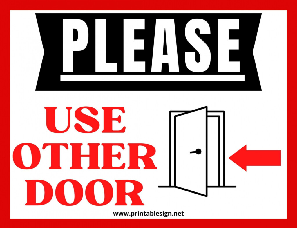 Free Printable Please Use Other Door Sign With Arrow FREE Printable A Z