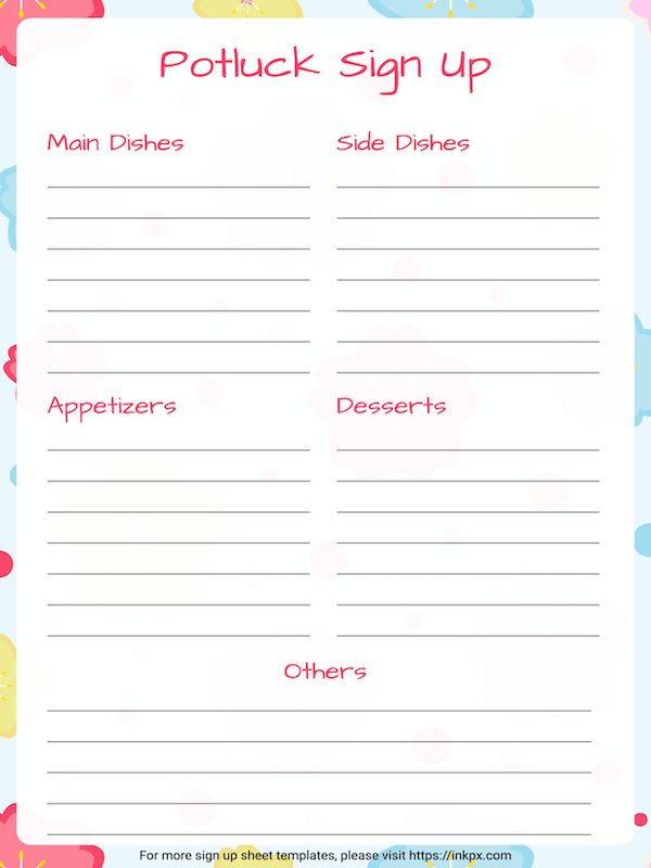 Free Printable Potluck Sign Up Sheet Templates InkPx