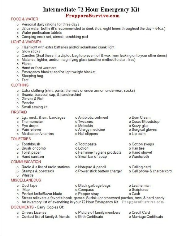 Free Printable Prepper Checklist