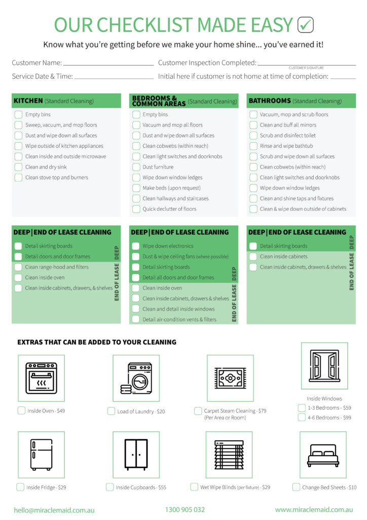 Free Printable Professional House Cleaning Checklist Printable Form 