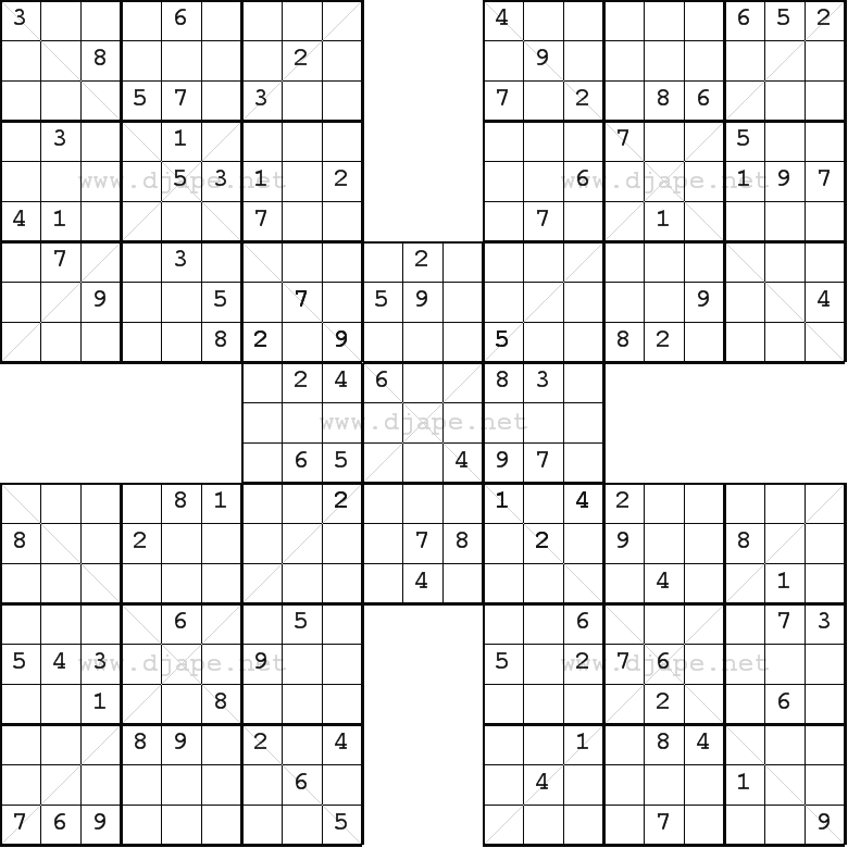 Free Printable Samurai Sudoku Puzzles