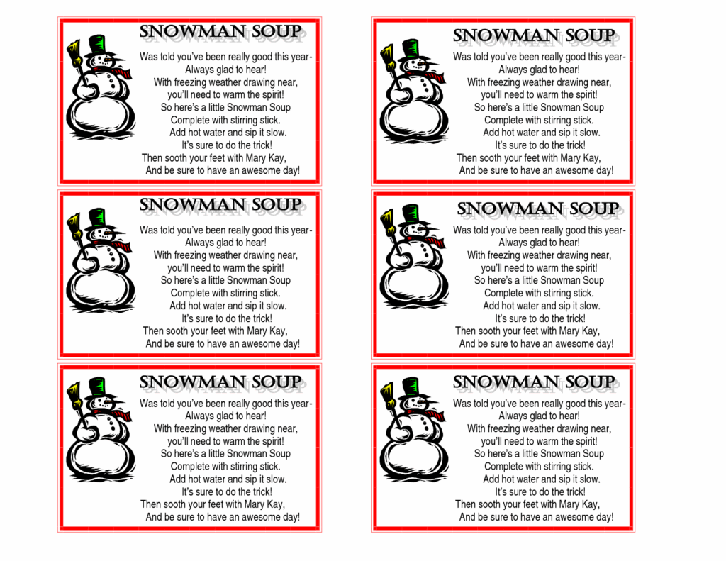 Free Printable Snowman Soup Poem Printable