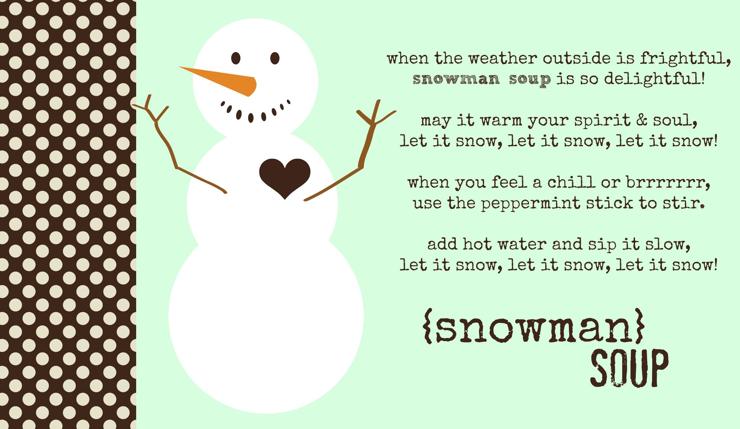 Free Printable Snowman Soup Poem Printable