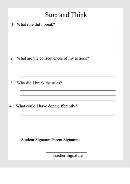 Free Printable Stop Think Act Worksheet Printable Word Searches