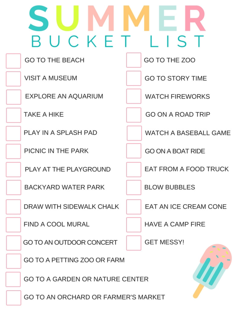 Free Printable Summer Bucket List Ideas Template Paper 60 OFF