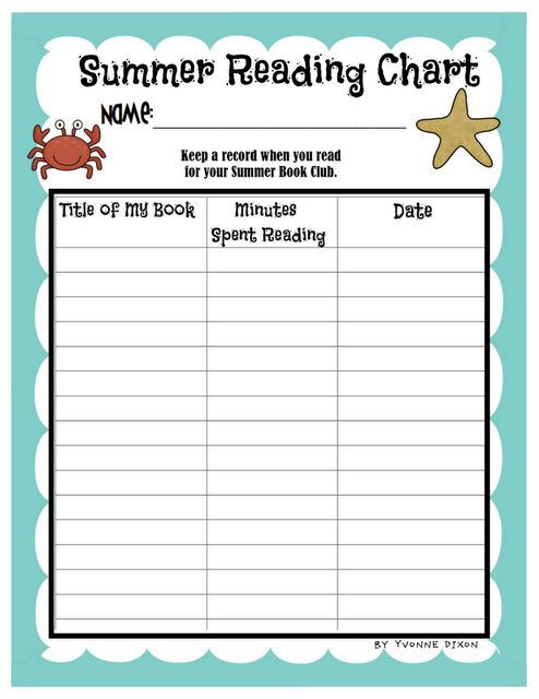 Free Printable Summer Reading Chart Templates Printable