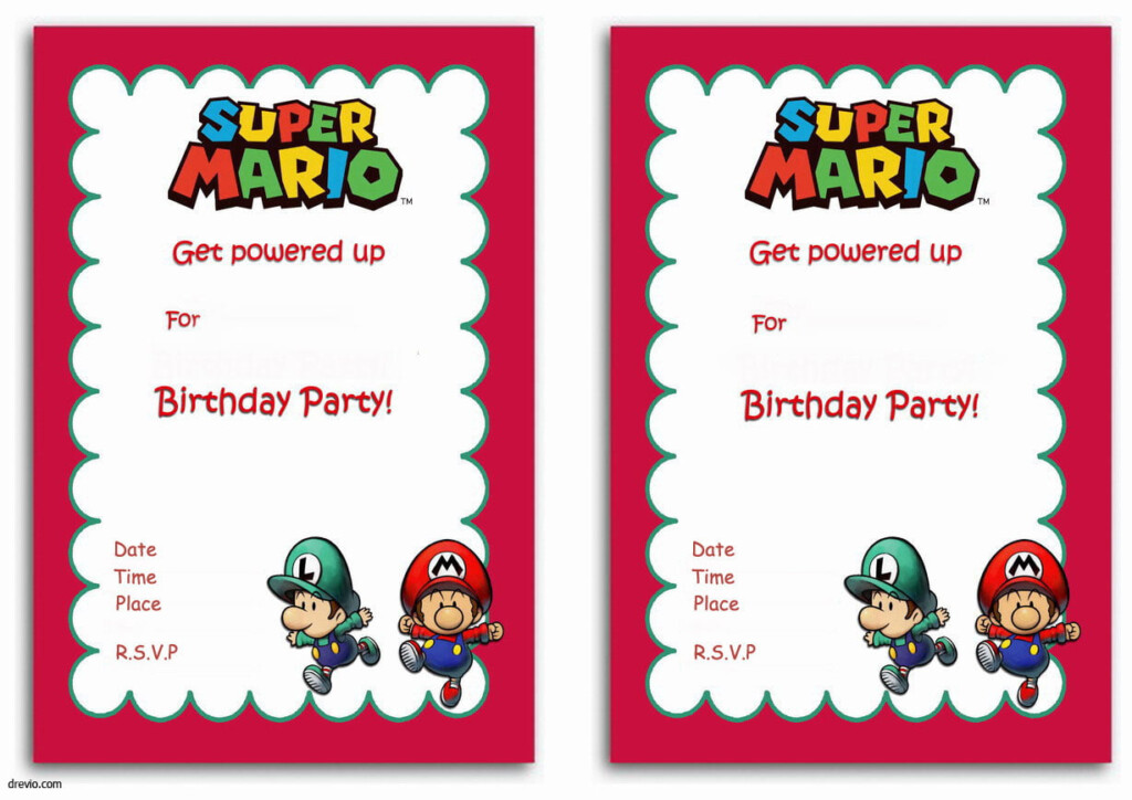Free Printable Super Mario Bros Invitation Template Download Hundreds 