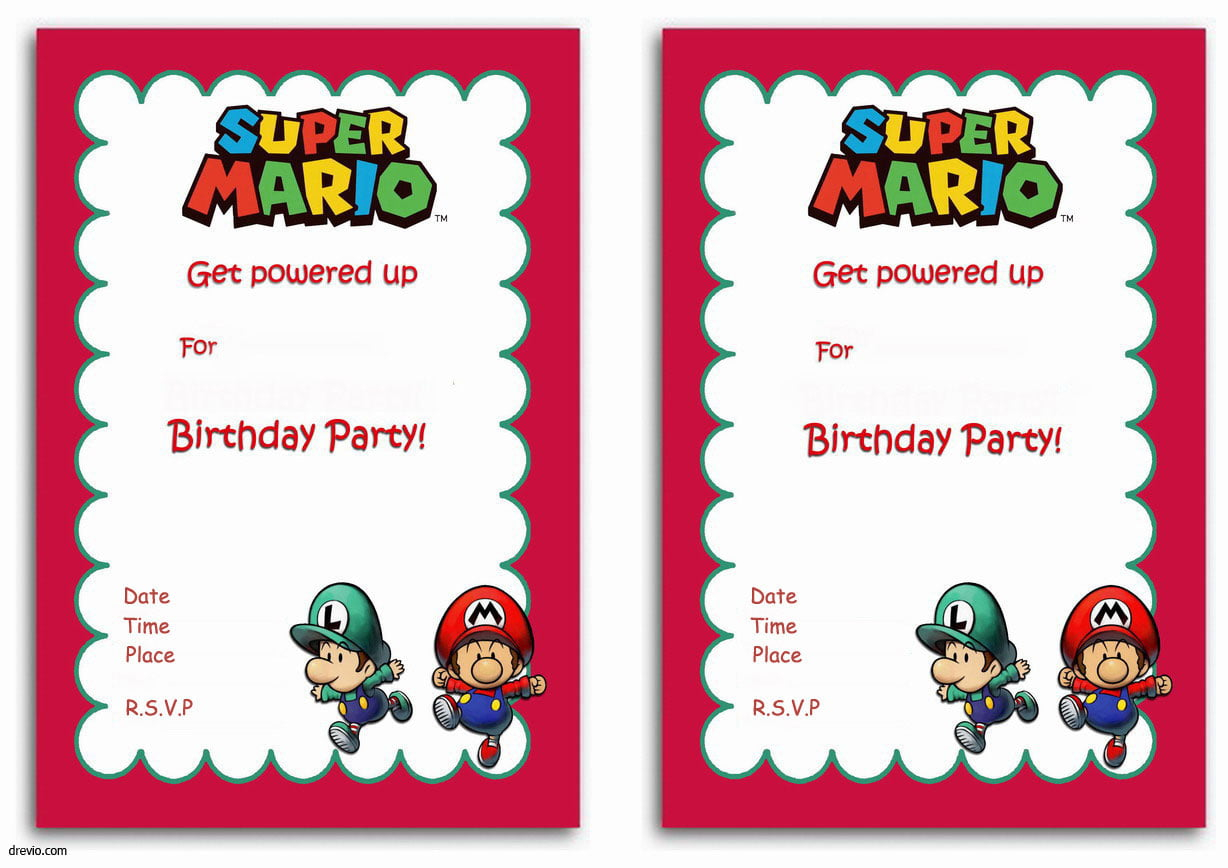 Free Printable Super Mario Bros Invitation Template Download Hundreds