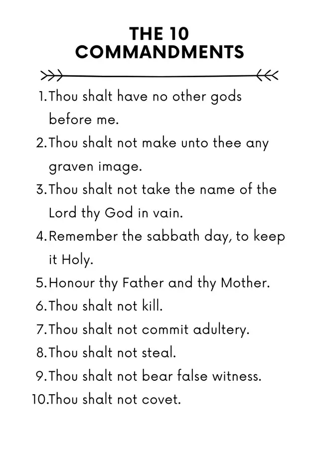 Free Printable Ten Commandments