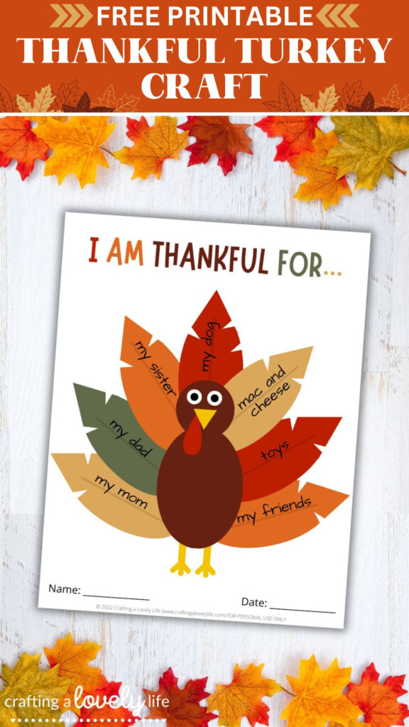 Free Printable Thankful Turkey Craft With Template